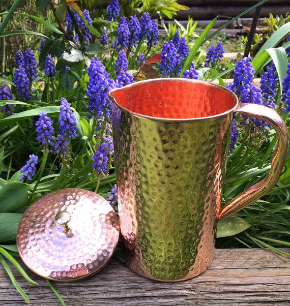 Copper Water Pitcher | Ayurveda | Handmade | 100% Pure | Hammered 1.5 Litre